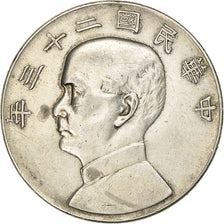 Republic of China, Dollar, Yuan, 1934, Silver, AU(50-53), KM:345