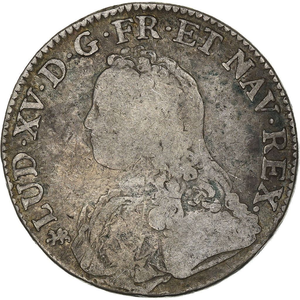 France, Louis XV, Ecu, Écu aux branches d'olivier, 1733, Nantes, Argent, B+