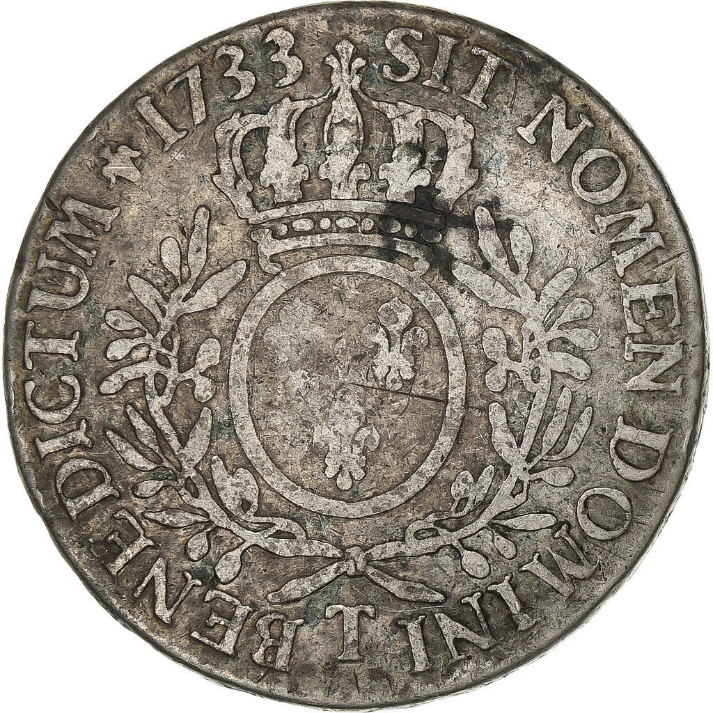 France, Louis XV, Ecu, Écu aux branches d'olivier, 1733, Nantes, Argent, B+