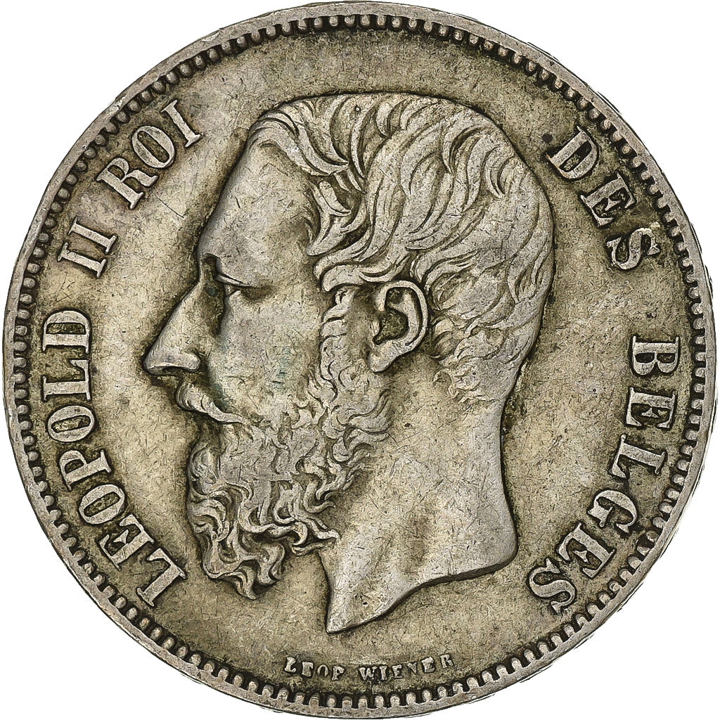 Belgium, Leopold II, 5 Francs, 1876, Brussels, Silver, EF(40-45)