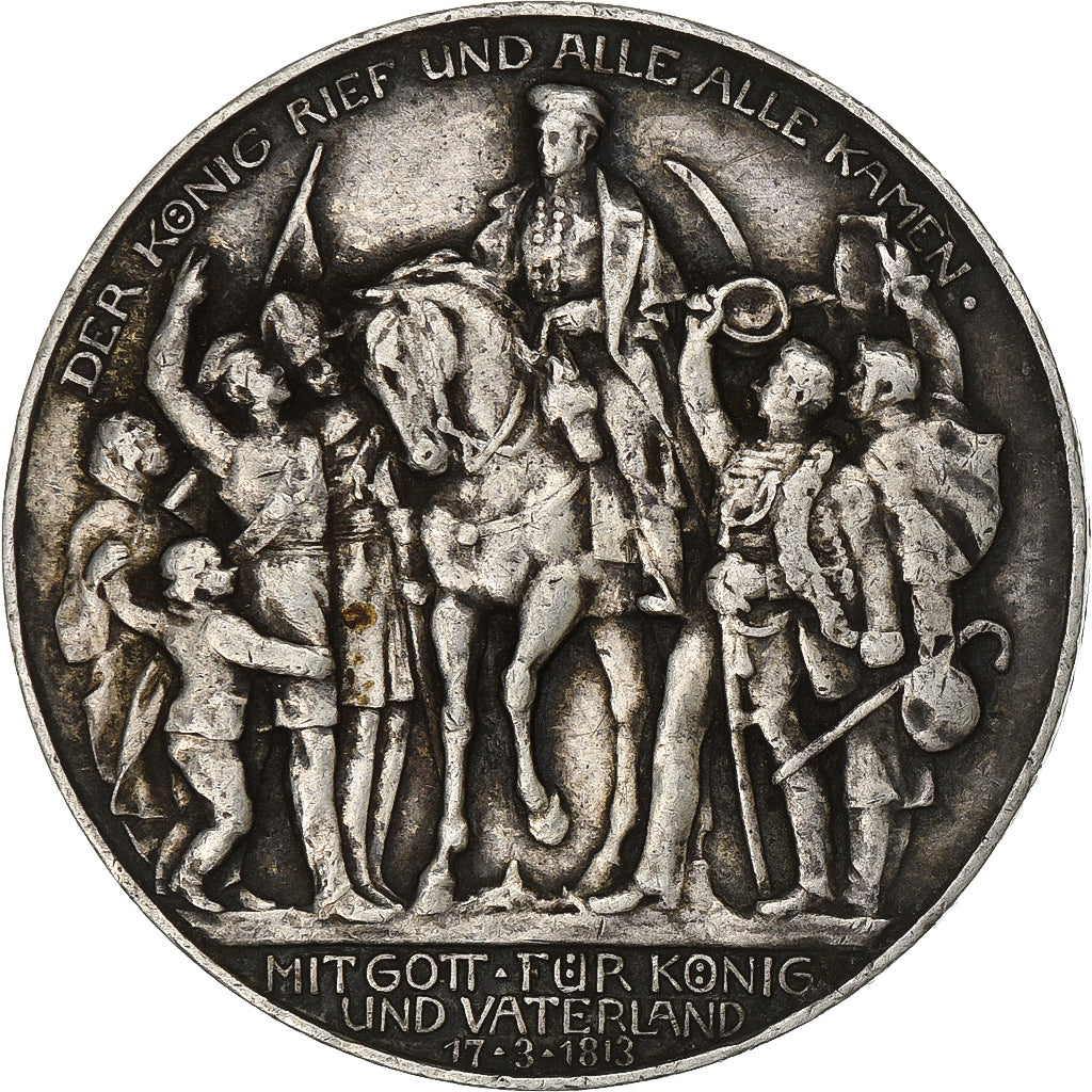 German States, PRUSSIA, Wilhelm II, 3 Mark, 1913, Berlin, Déclaration de guerre