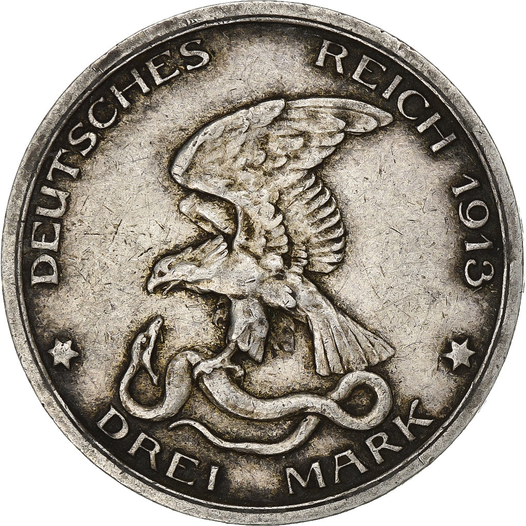 German States, PRUSSIA, Wilhelm II, 3 Mark, 1913, Berlin, Déclaration de guerre