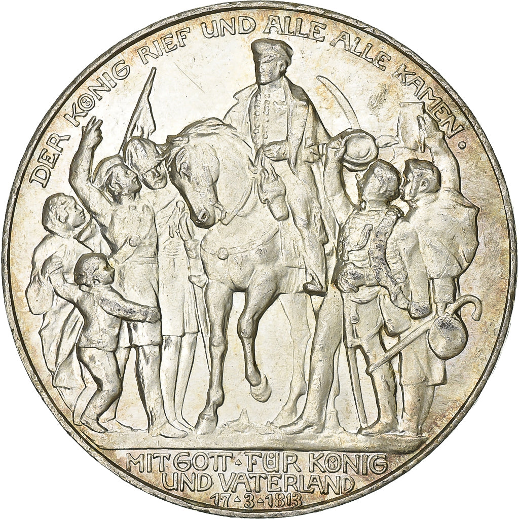 Duitse staten, PRUSSIA, Wilhelm II, 3 Mark, 1913, Berlin, Déclaration de guerre