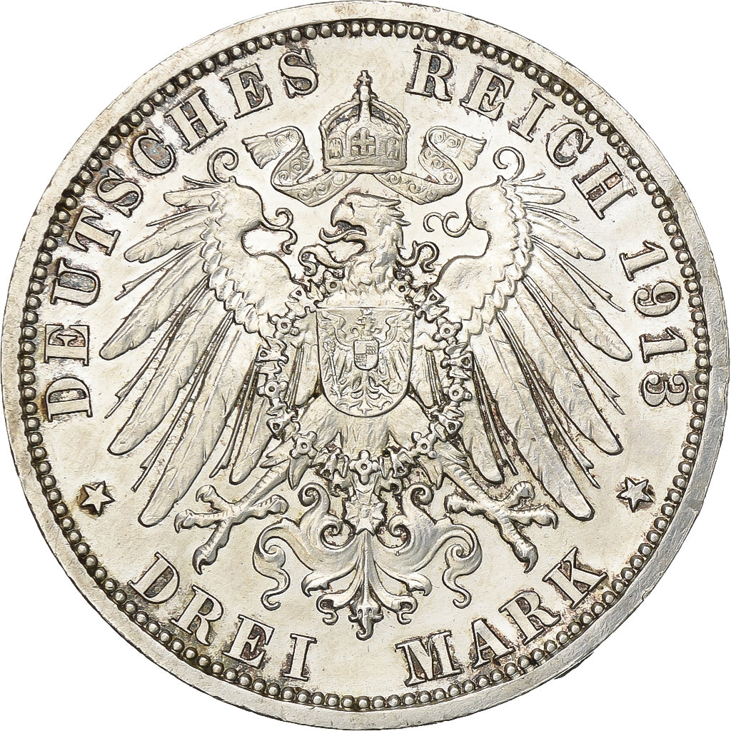 Deutsch Staaten, PRUSSIA, Wilhelm II, 3 Mark, 1913, Berlin, Silber, VZ+, KM:535