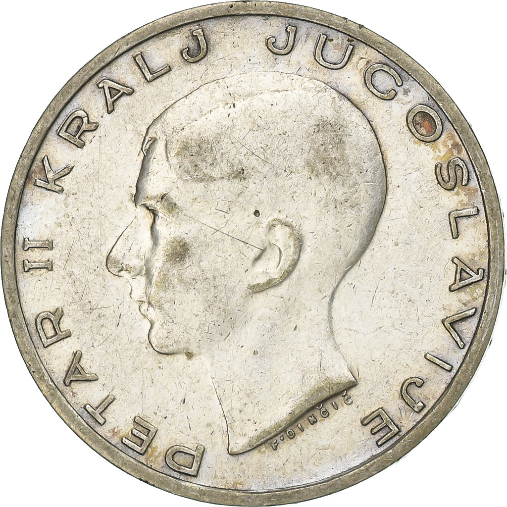 Yugoslavia, Petar II, 20 Dinara, 1938, Silver, VF(30-35), KM:23