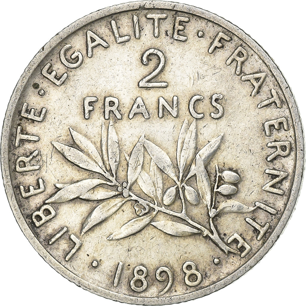 France, 2 Francs, Semeuse, 1898, Paris, Silver, EF(40-45), Gadoury:532, KM:845.1