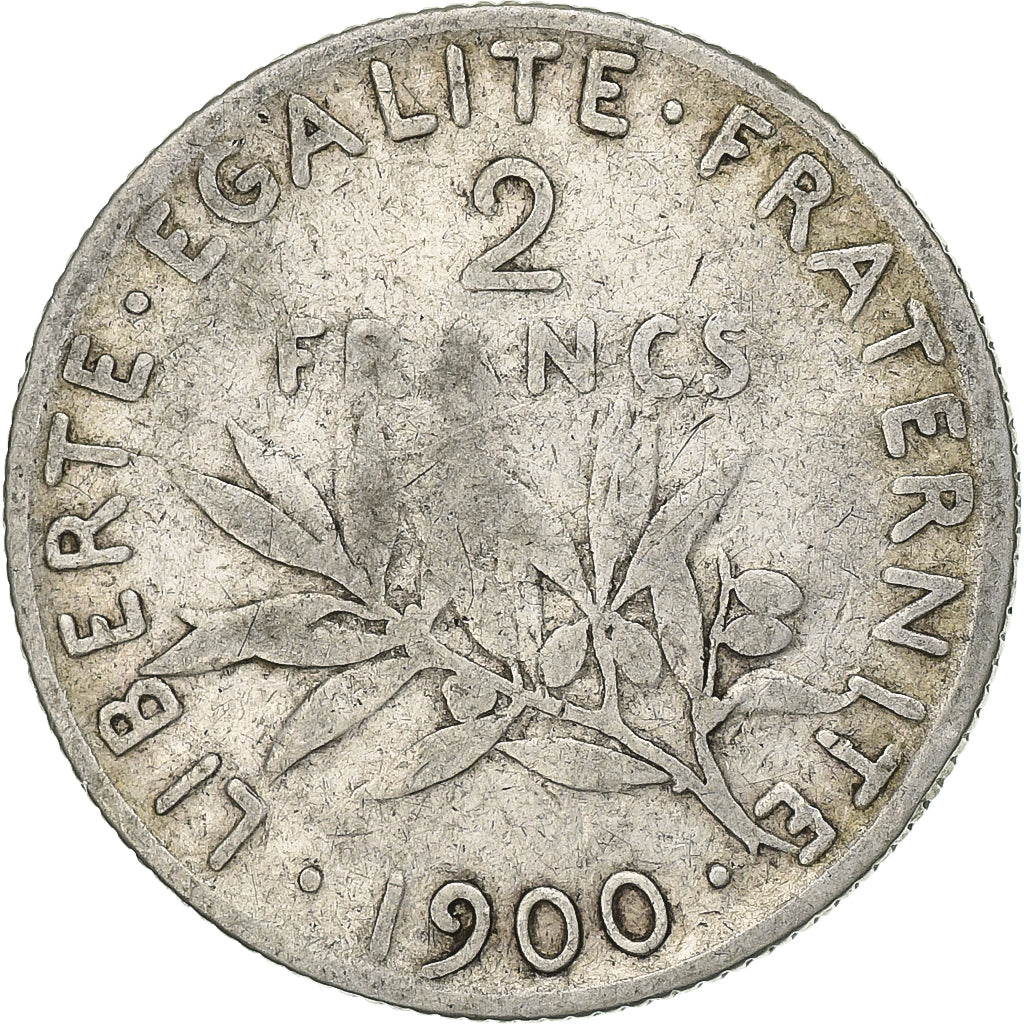 France, 2 Francs, Semeuse, 1900, Paris, Silver, VF(20-25), Gadoury:532, KM:845.1