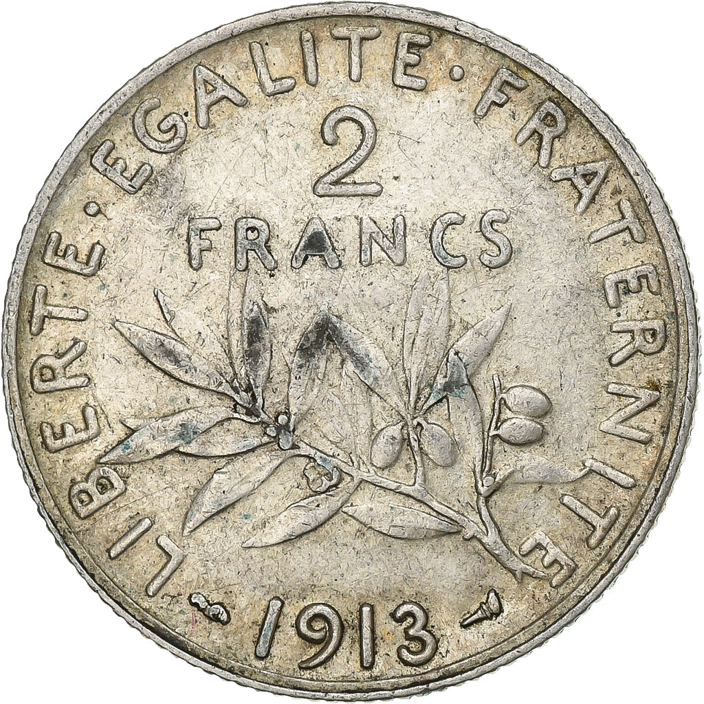 France, 2 Francs, Semeuse, 1913, Paris, Silver, EF(40-45), Gadoury:532, KM:845.1