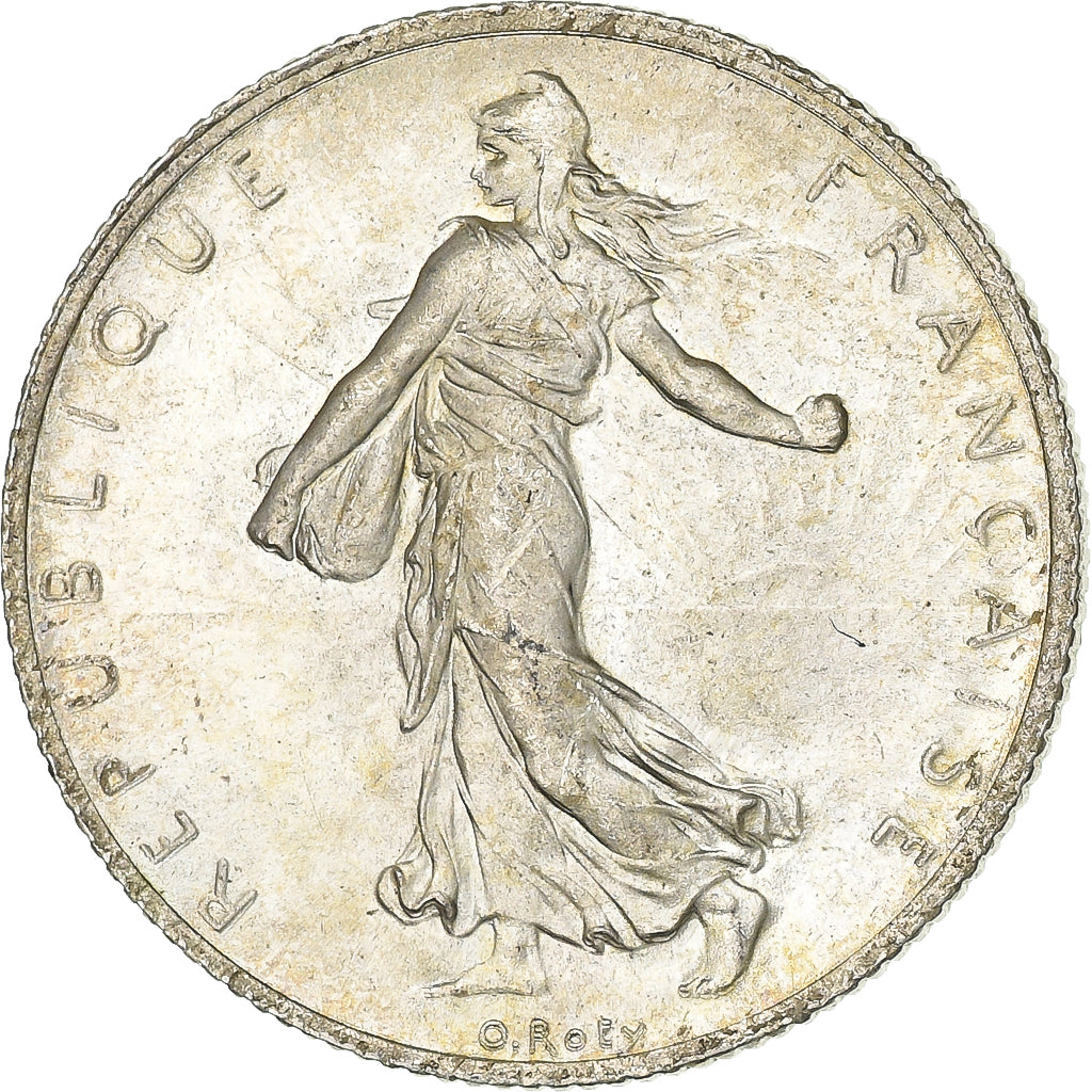 França, 2 Francs, Semeuse, 1916, Paris, Prata, AU(55-58), Gadoury:532, KM:845.1