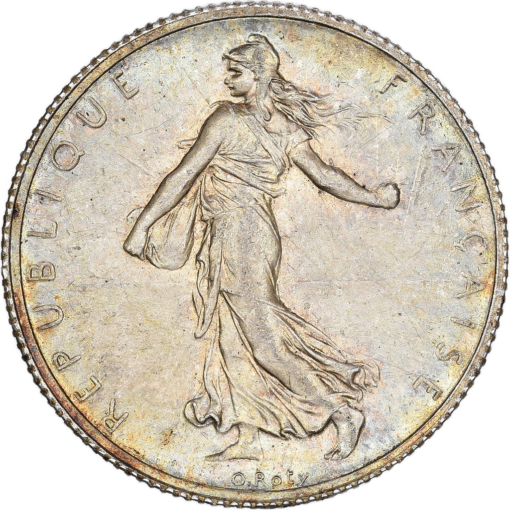 France, 2 Francs, Semeuse, 1916, Paris, Silver, MS(60-62), Gadoury:532, KM:845.1