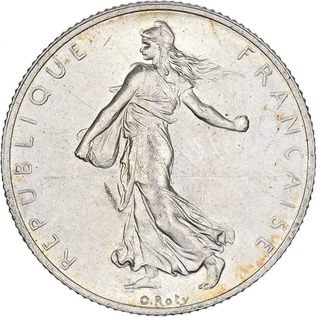 Francja, 2 Francs, Semeuse, 1917, Paris, Srebro, AU(50-53), KM:845.1