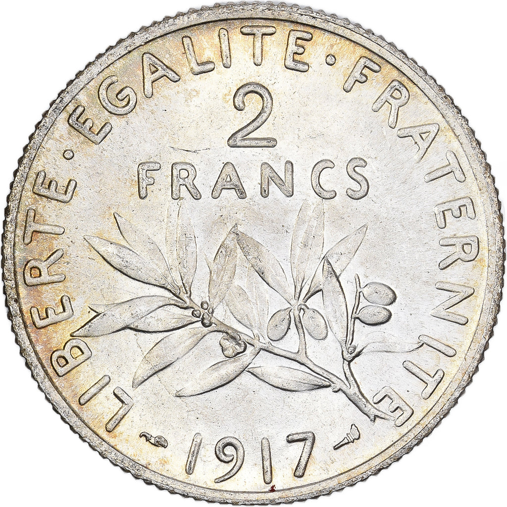 Frankreich, 2 Francs, Semeuse, 1917, Paris, Silber, UNZ, KM:845.1