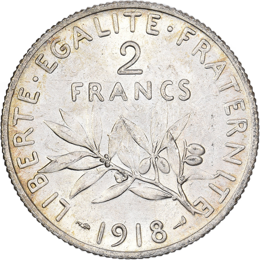 Frankreich, 2 Francs, Semeuse, 1918, Paris, Silber, VZ, Gadoury:532, KM:845.1