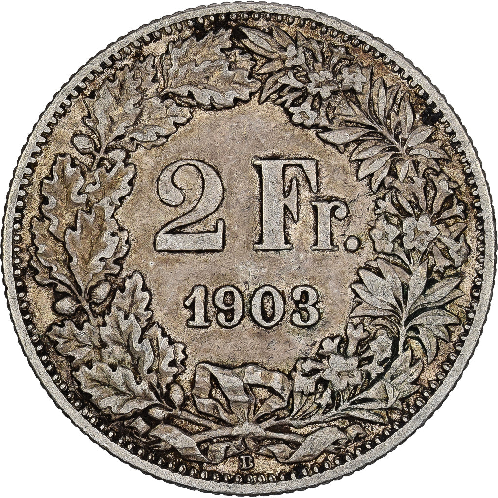 Szwajcaria, 2 Francs, 1903, Bern, Srebro, VF(30-35), KM:21