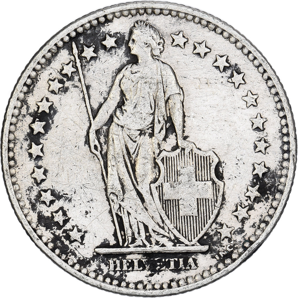 Svizzera, 2 Francs, 1913, Bern, Argento, MB+, KM:21