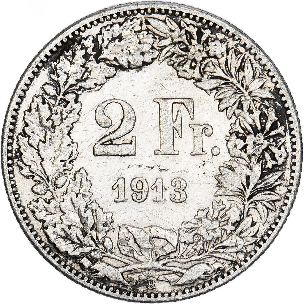 Svizzera, 2 Francs, 1913, Bern, Argento, MB+, KM:21