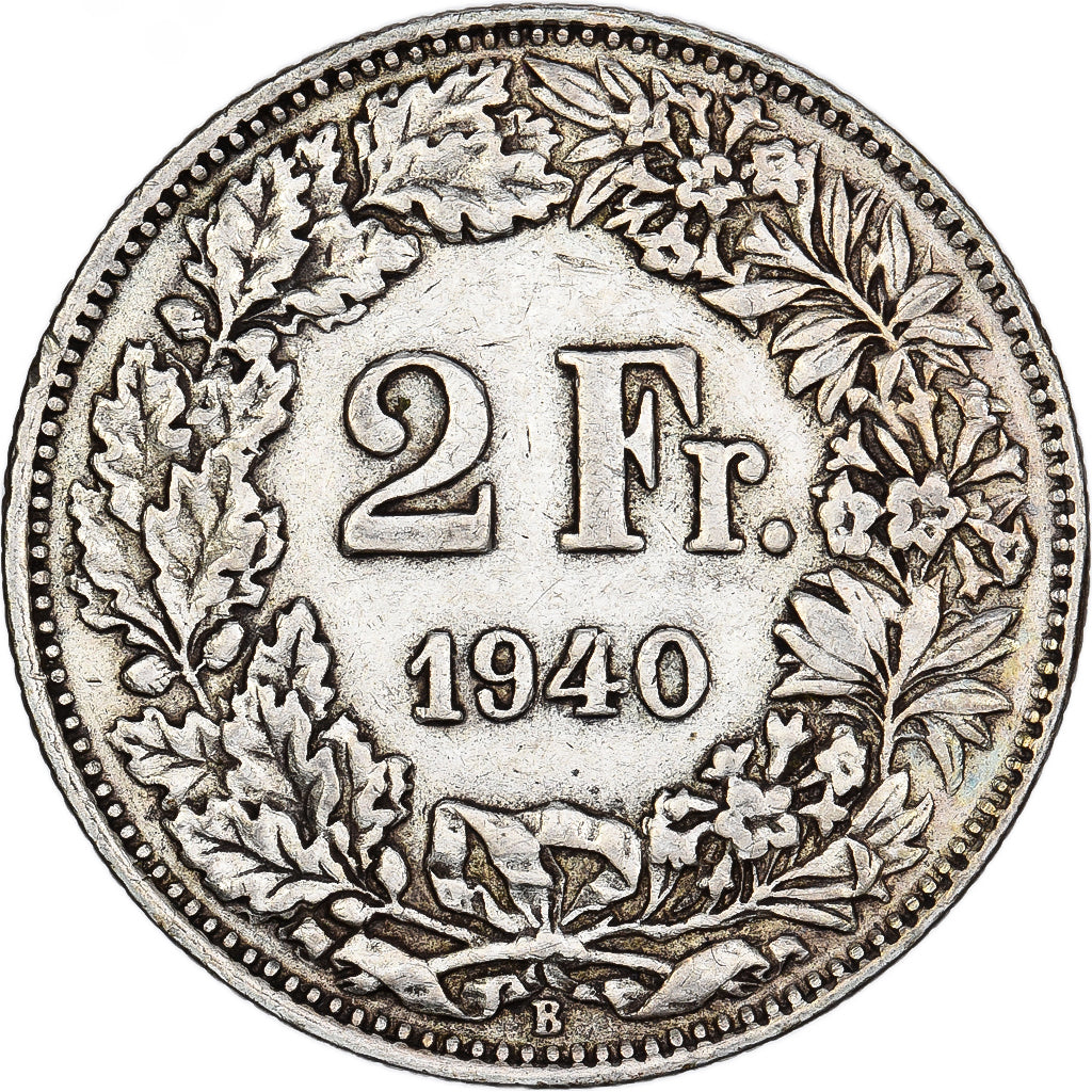 Coin, Switzerland, 2 Francs, 1940, Bern, EF(40-45), Silver, KM:21