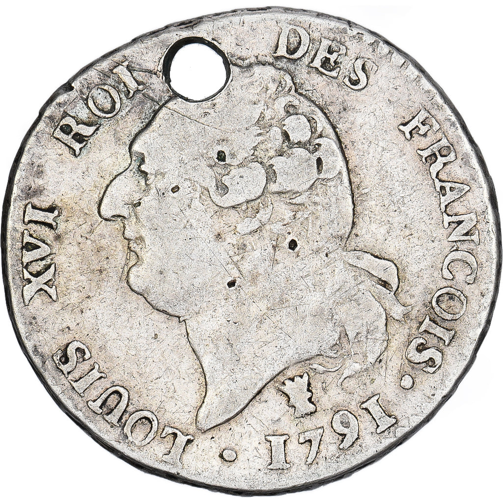 France, Louis XVI, 15 Sols, 1791 / AN 3, Limoges, Silver, F(12-15)