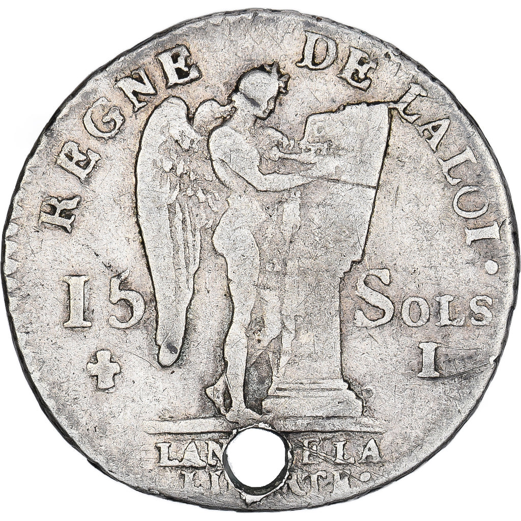 France, Louis XVI, 15 Sols, 1791 / AN 3, Limoges, Silver, F(12-15)