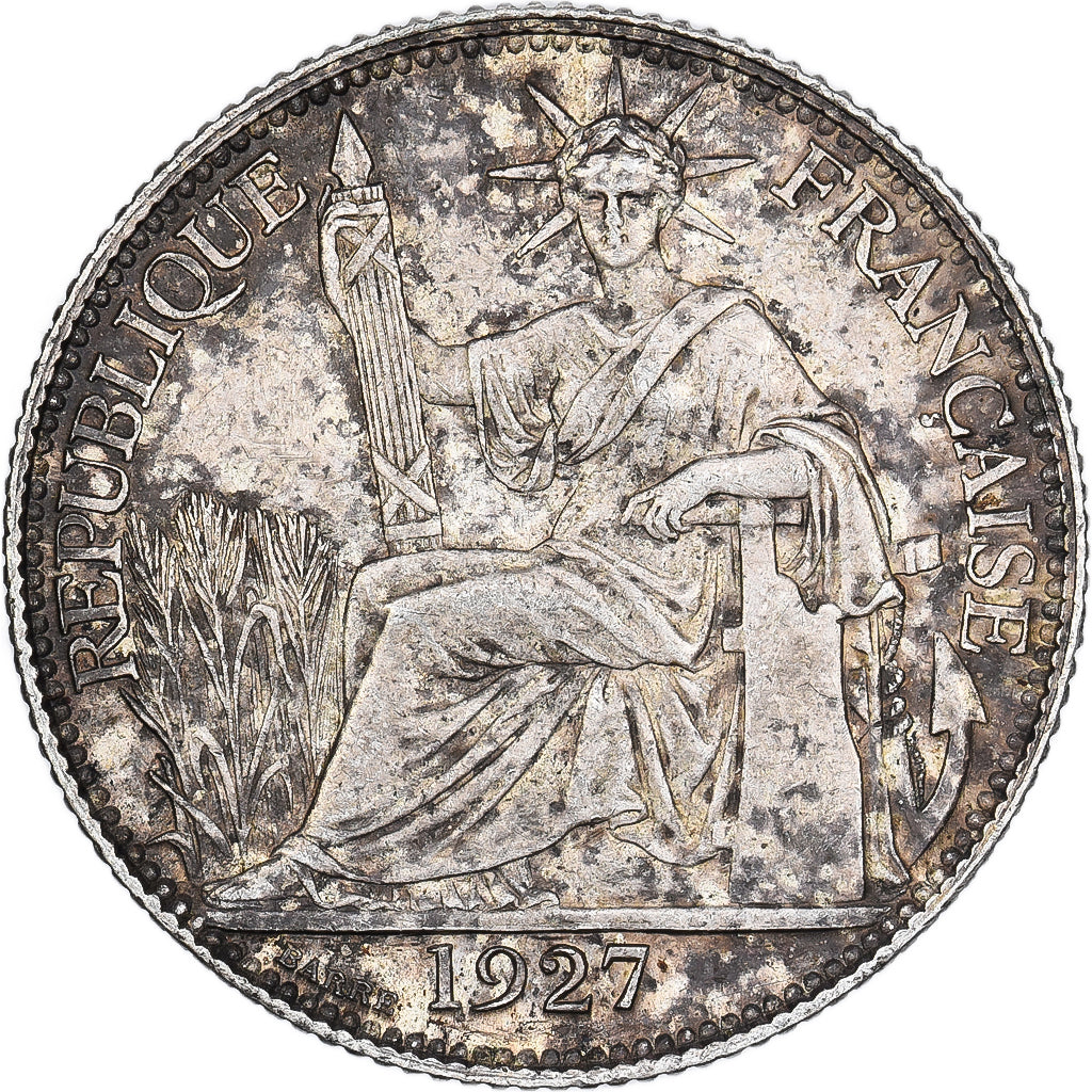 Indochina Francesa, 20 Cent, 1927, Paris, Plata, MBC+, KM:17.1