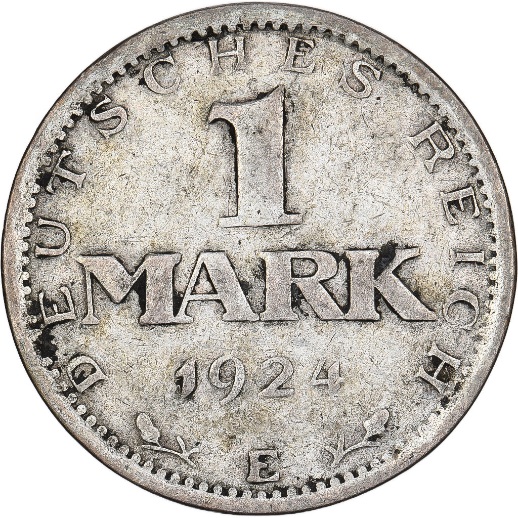 Weimar Republic, Mark, 1924, Muldenhütten, Silver, VF(30-35), KM:42