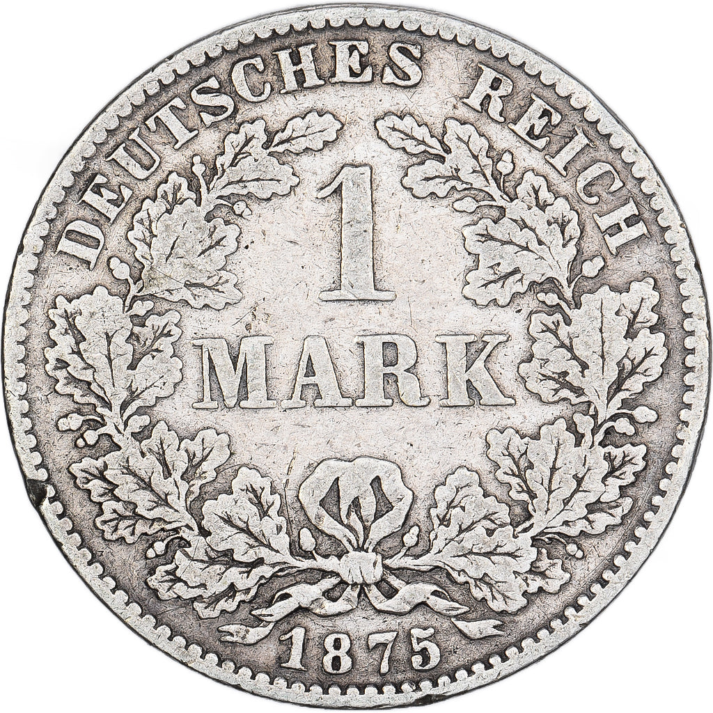 GERMANIA - IMPERO, Wilhelm I, Mark, 1875, Darmstadt, Argento, MB, KM:7