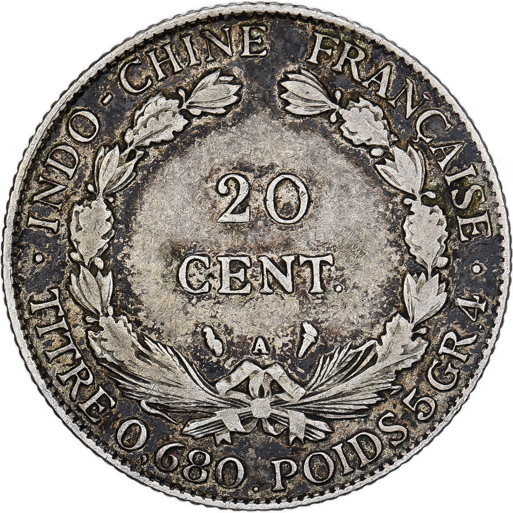 Indocia Francese, 20 Cents, 1930, Paris, Argento, MB+, KM:17.1