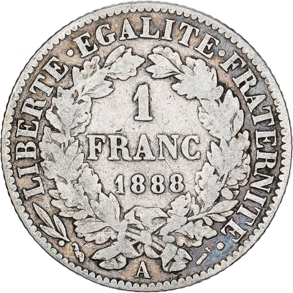 Frankreich, Franc, Cérès, 1888, Paris, Silber, S+, Gadoury:465a, KM:822.1