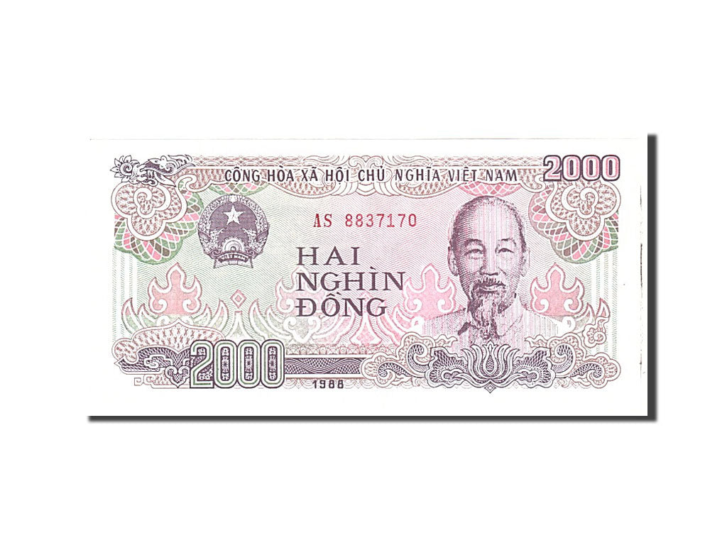 Banknote, Vietnam, 2000 D<ox>ng, 1988, Undated, KM:107a, UNC(65-70)