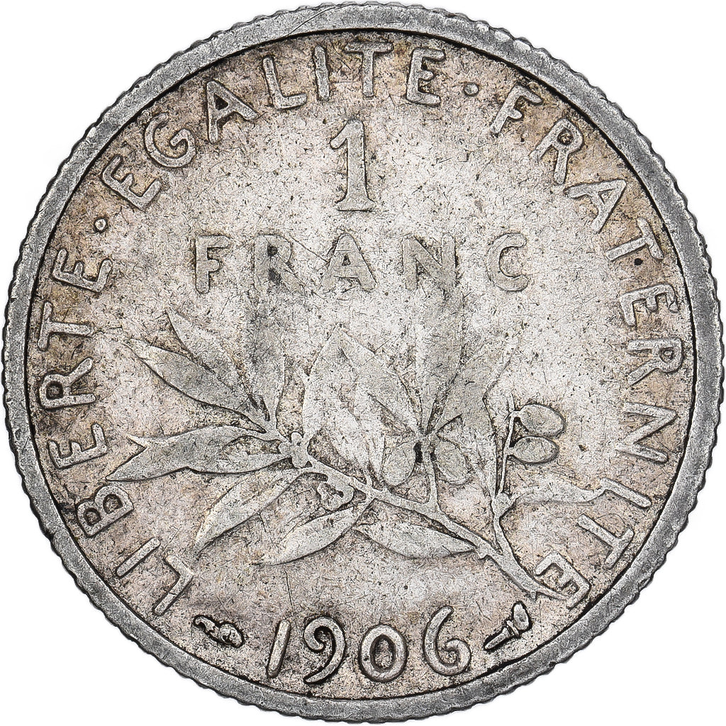 France, Franc, Semeuse, 1906, Paris, Silver, VF(30-35), Gadoury:467, KM:844.1