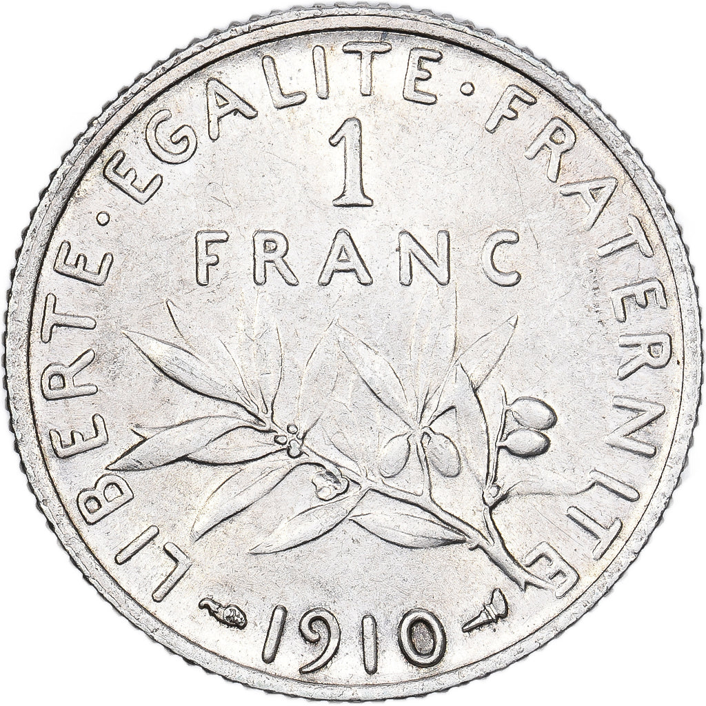 Francia, Franc, Semeuse, 1910, Paris, Argento, BB+, Gadoury:467, KM:844.1