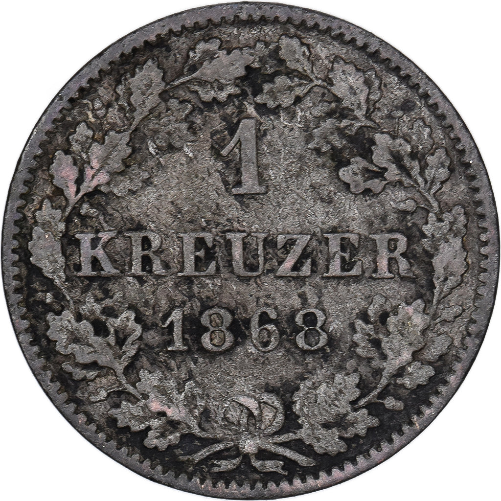 German States, WURTTEMBERG, Karl I, Kreuzer, 1868, Silver, VF(30-35), KM:612
