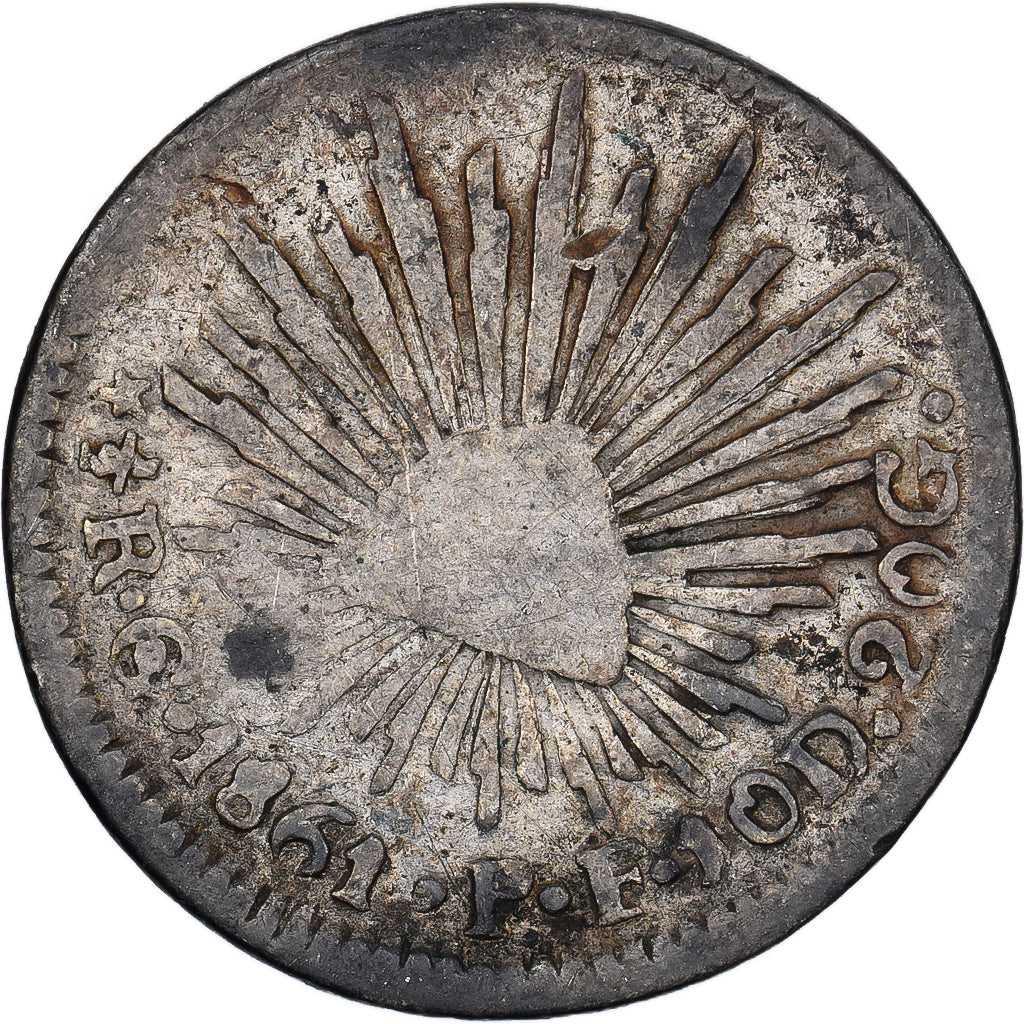 Mexiko, 1/2 Réal, 1861, Guanajuato, Silber, S, KM:370.7