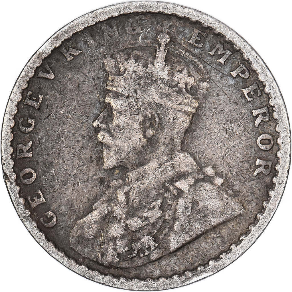 Inde britannique, George V, 2 Annas, 1917, Argent, TB+, KM:515