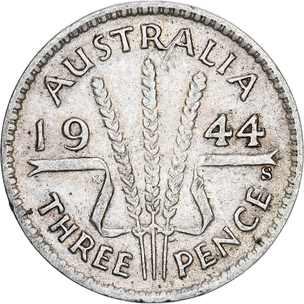 Austrália, George VI, Threepence, 1944, Prata, EF(40-45), KM:37
