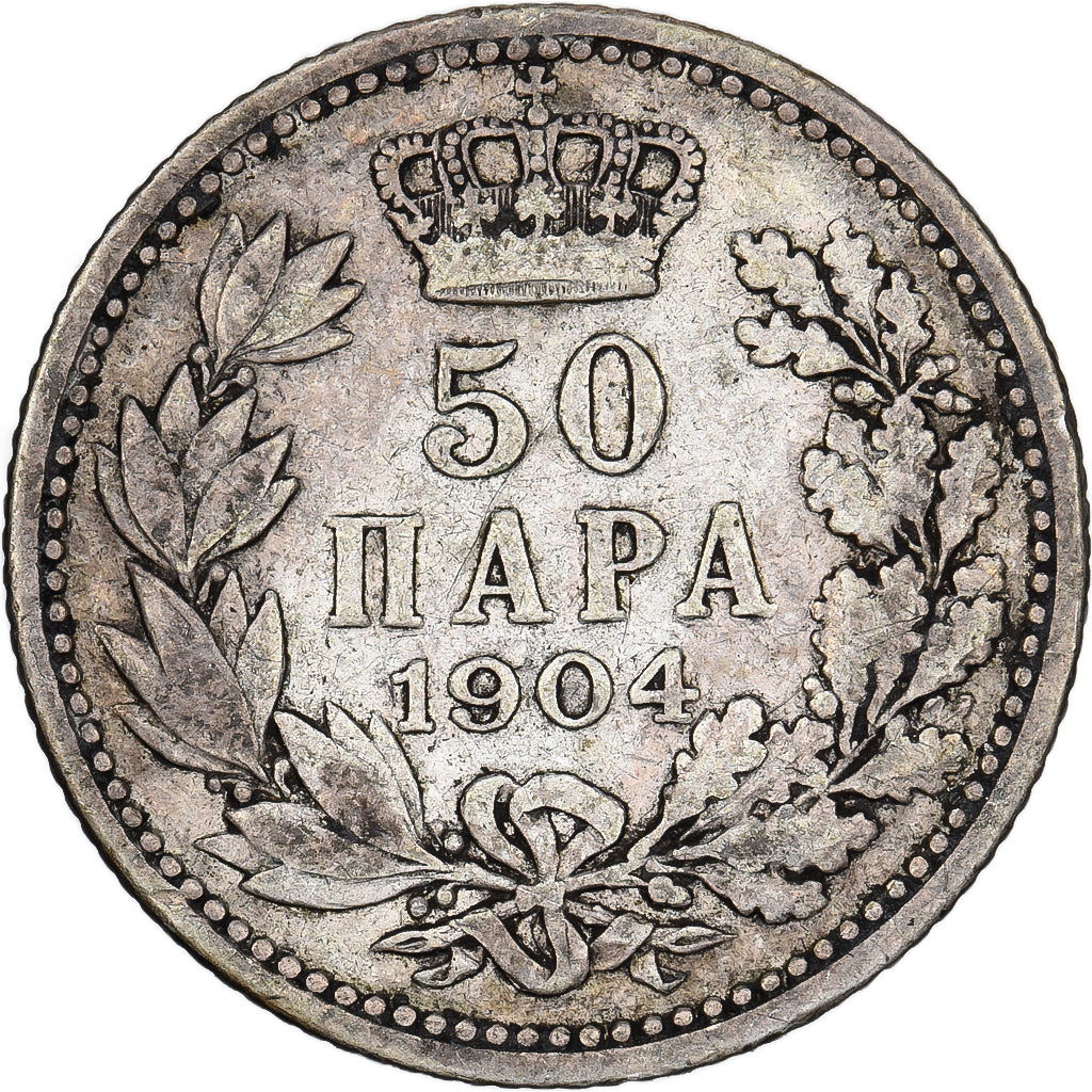 Sérvia, Peter I, 50 Para, 1904, Prata, VF(20-25), KM:24.1