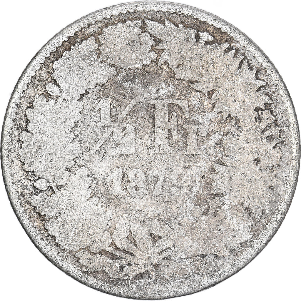 Zwitserland, 1/2 Franc, 1879, Bern, Zilver, ZG+, KM:23