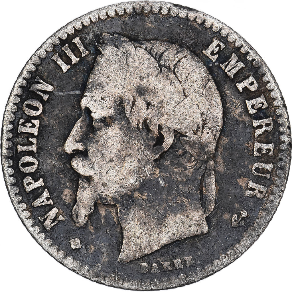 Francia, Napoleon III, 50 Centimes, 1866, Strasbourg, Plata, BC+, Gadoury:417