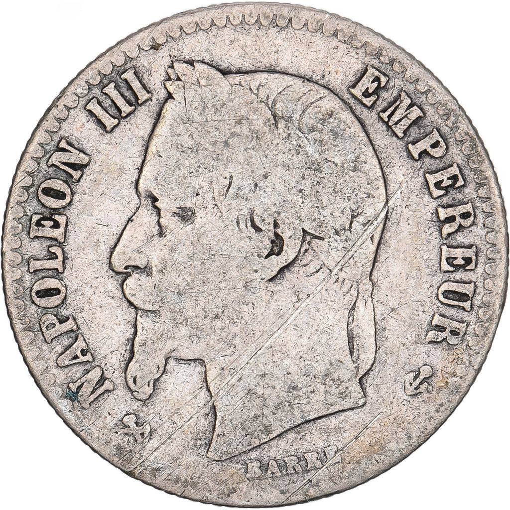 Francia, Napoleon III, 50 Centimes, 1867, Bordeaux, Plata, BC, Gadoury:417