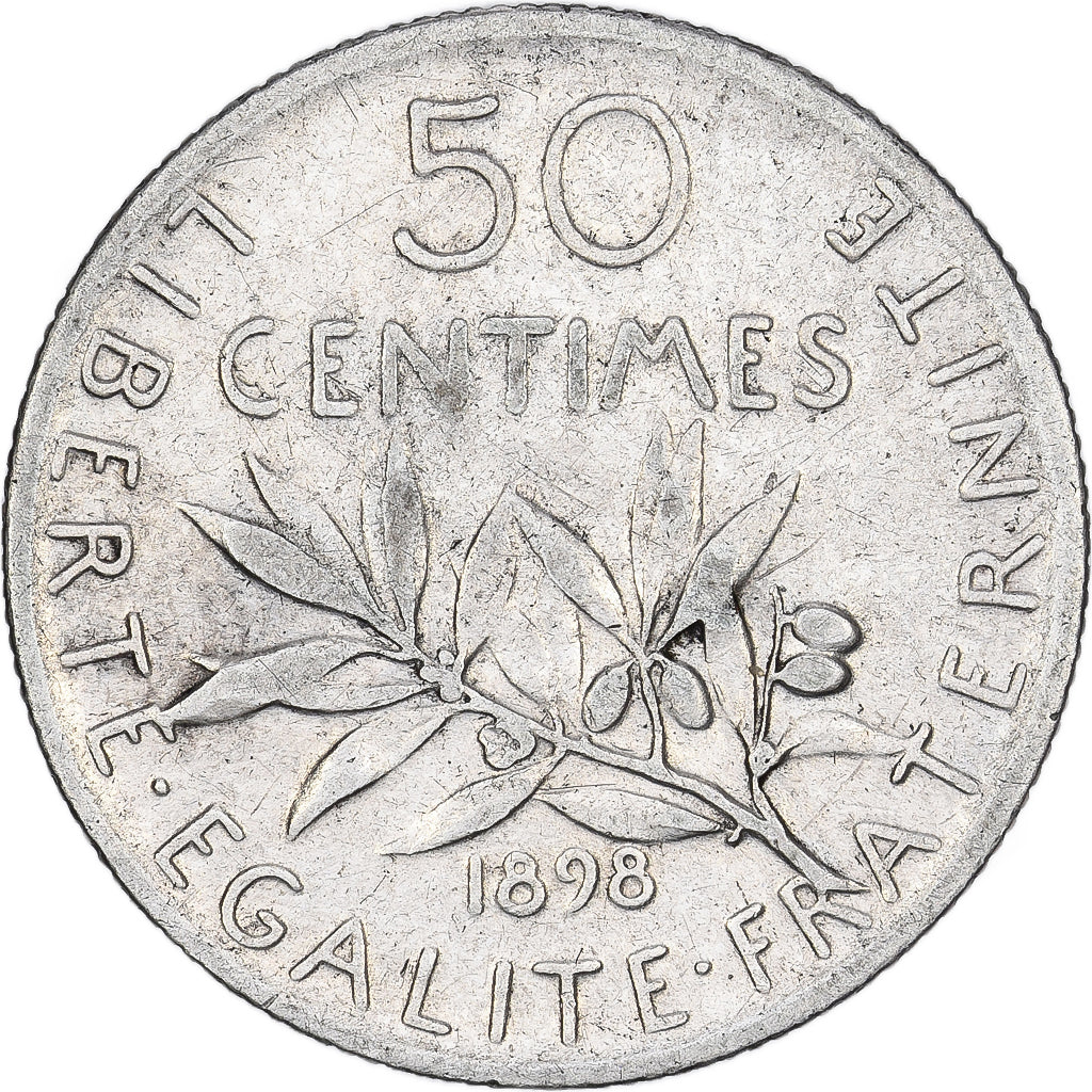 France, 50 Centimes, Semeuse, 1898, Paris, Silver, VF(30-35), Gadoury:420
