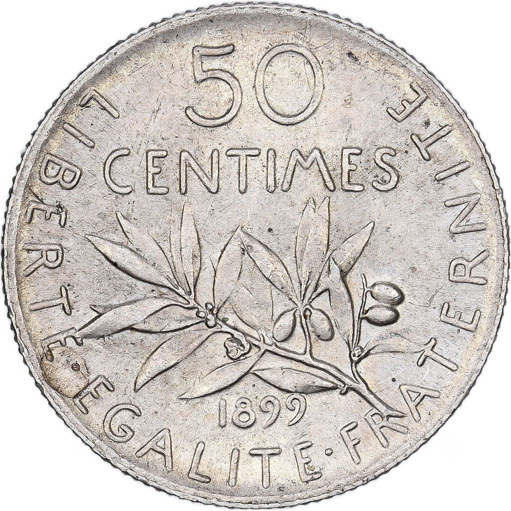 Francia, 50 Centimes, Semeuse, 1899, Paris, Argento, BB, Gadoury:420, KM:854