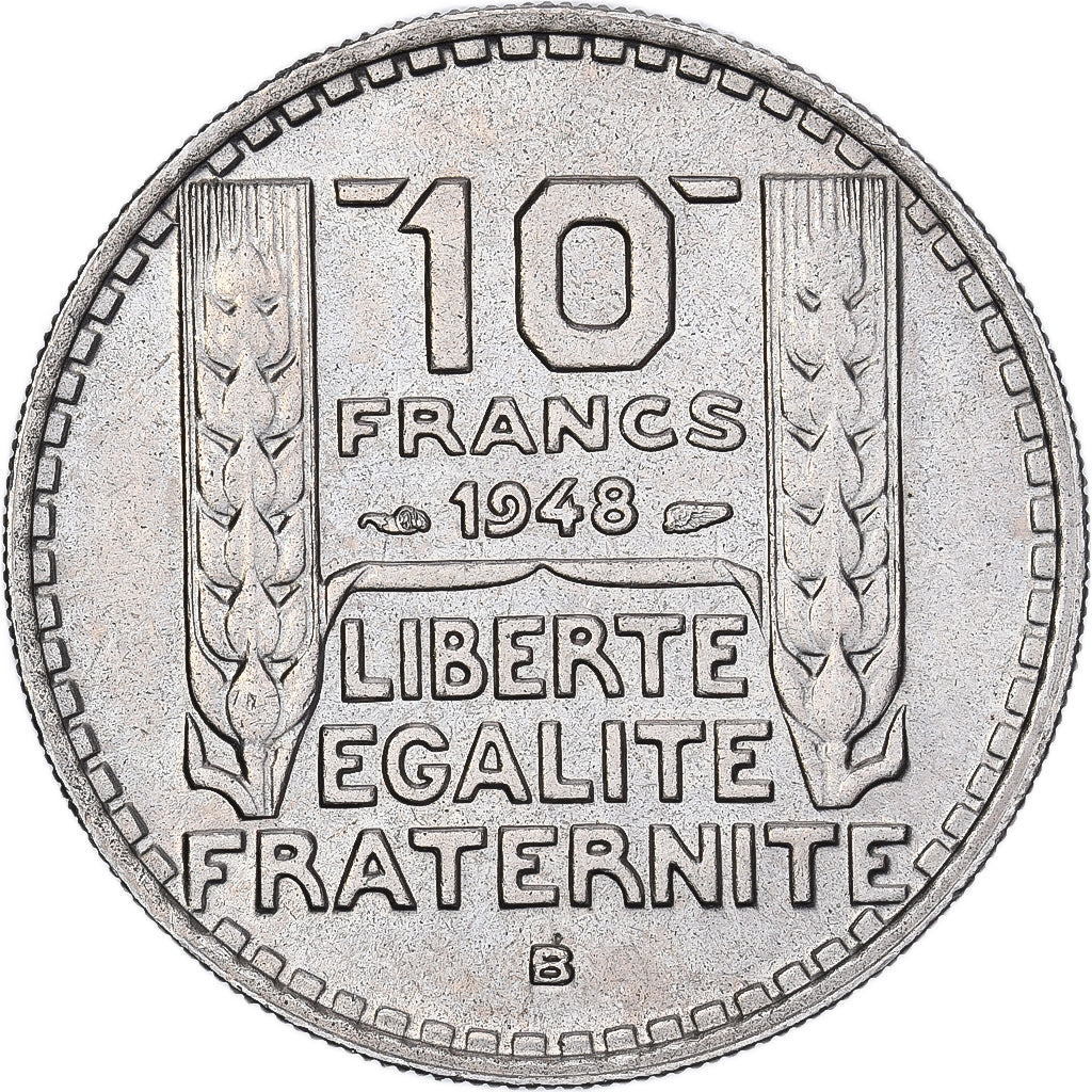 França, 10 Francs, Turin, 1948, Beaumont - Le Roger, Cobre-níquel, AU(50-53)