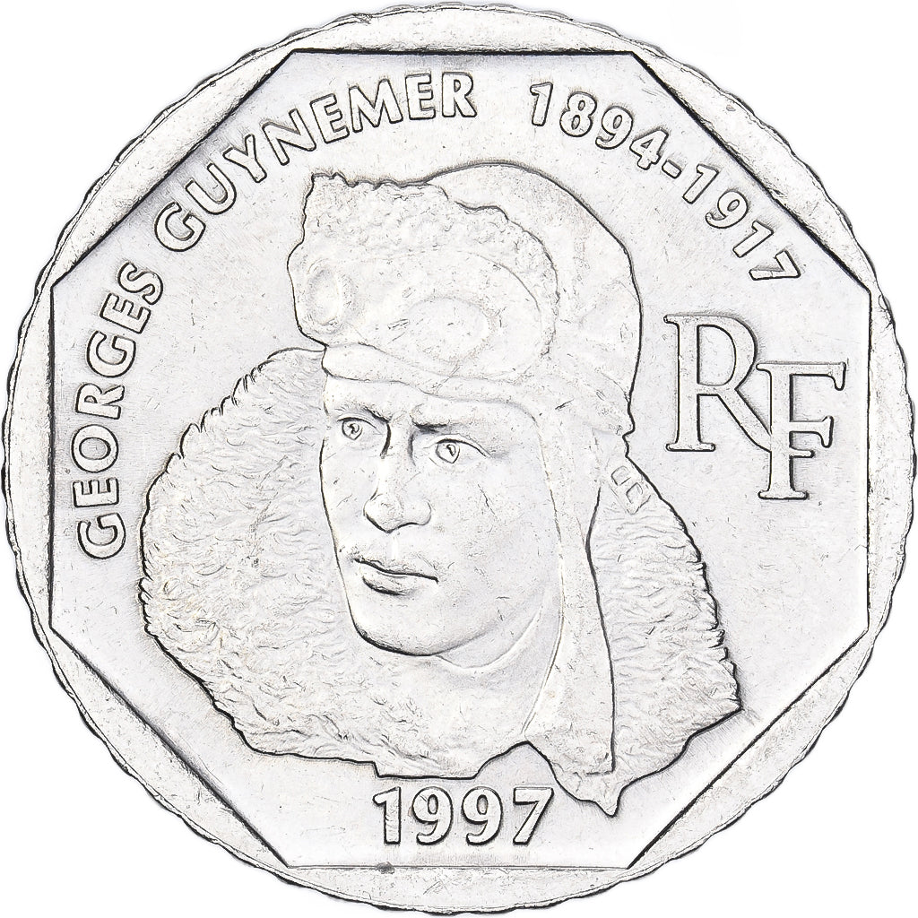 França, 2 Francs, Guynemer, 1997, Paris, Níquel, AU(55-58), KM:1187