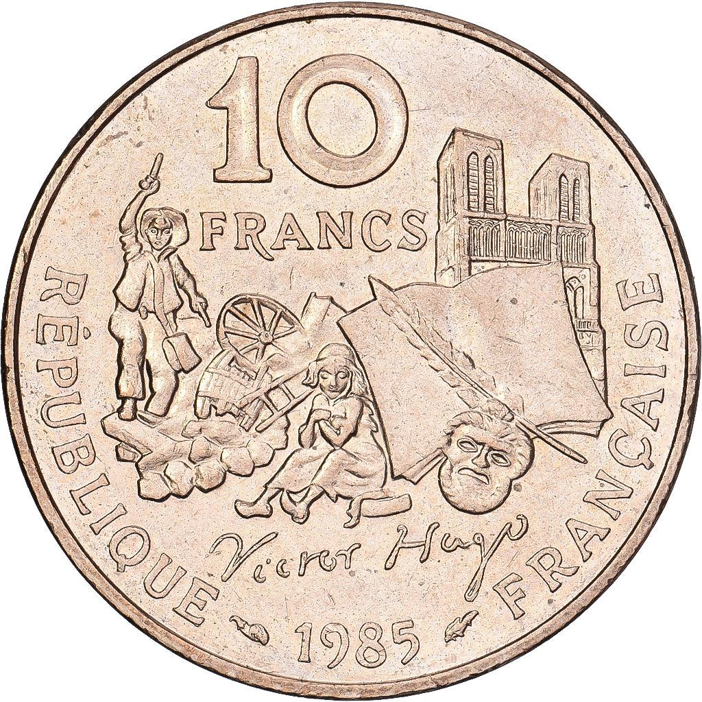 Frankreich, 10 Francs, 1985, Victor Hugo, Copper-nickel, SS, Gadoury:819, KM:956
