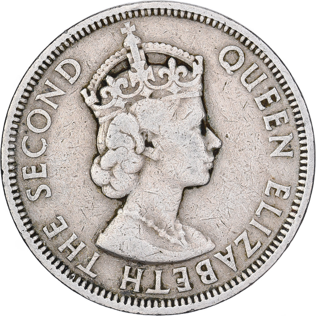 Mauritius, Elizabeth II, Rupee, 1956, Copper-nickel, VF(30-35), KM:35.1