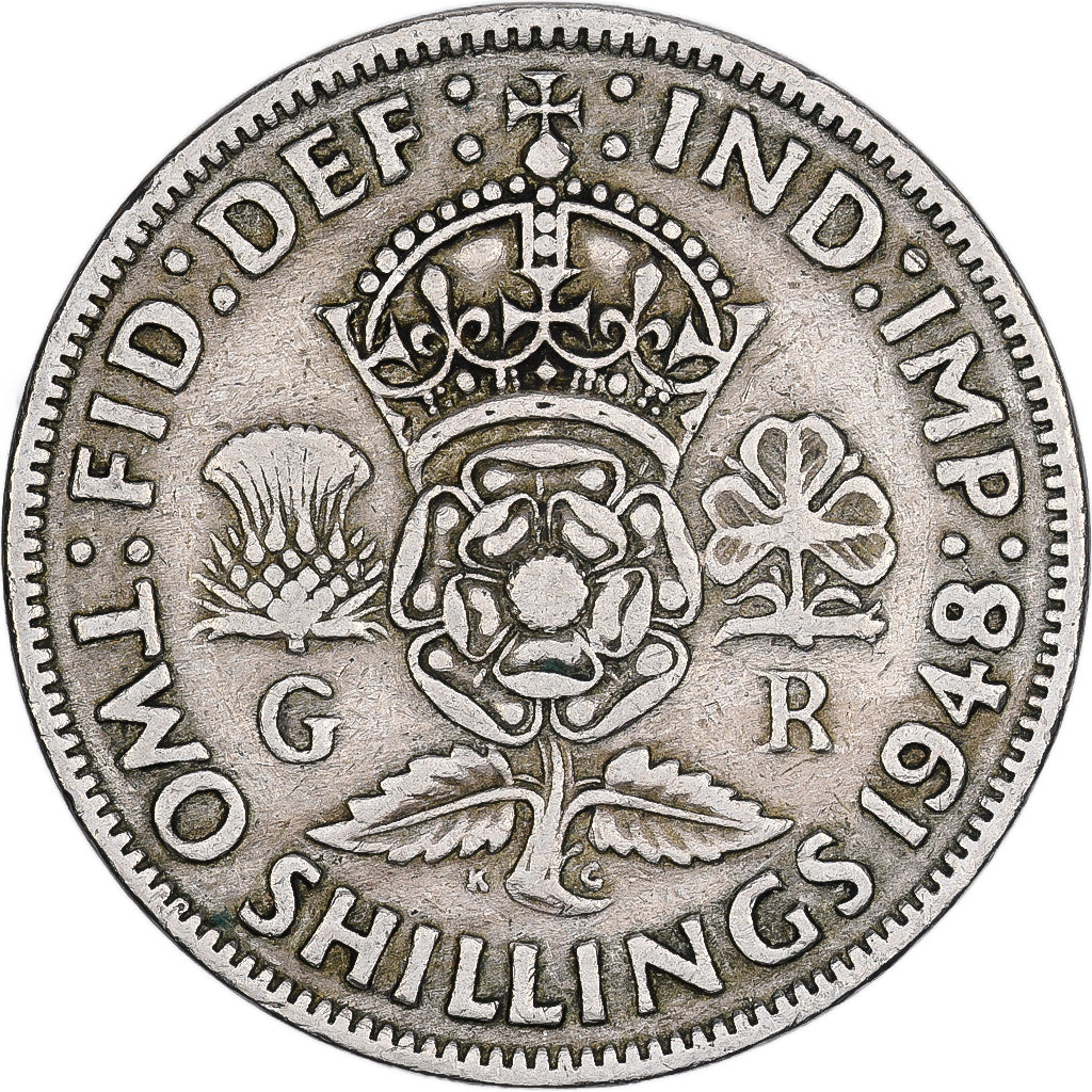 Großbritannien, George VI, 2 Shillings, 1948, London, Kupfer-Nickel, S, KM:865