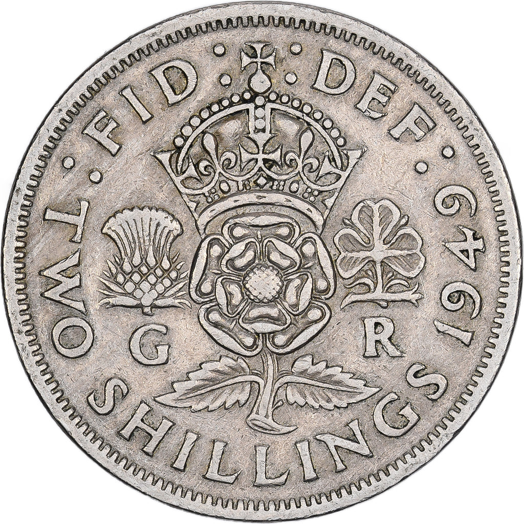 Großbritannien, George VI, 2 Shillings, 1949, London, Kupfer-Nickel, S, KM:865