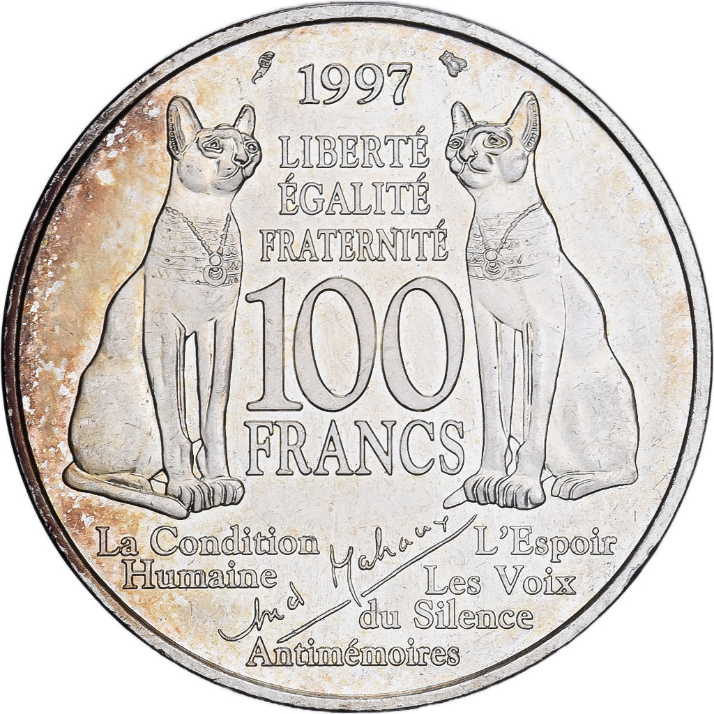 Frankreich, 100 Francs, André Malraux, 1997, Silber, SS+, KM:1188