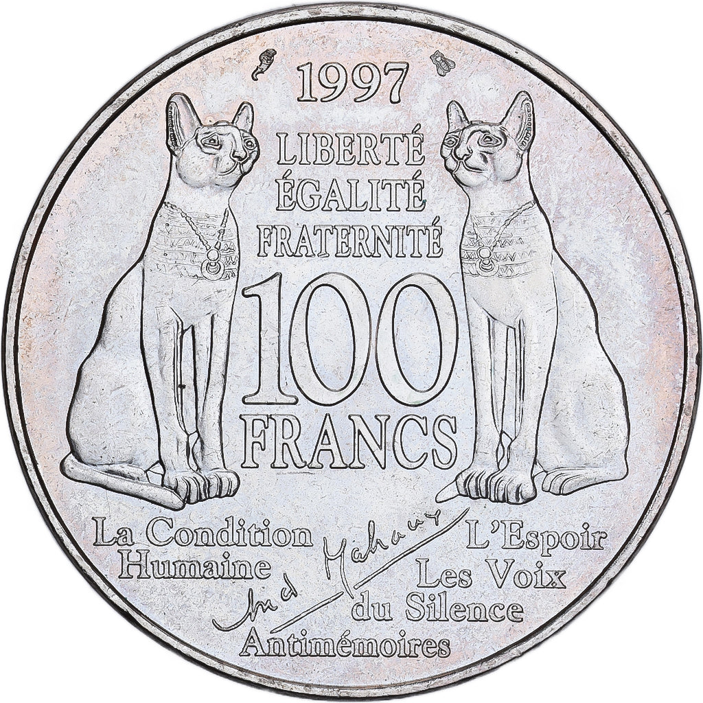 Frankrijk, 100 Francs, André Malraux, 1997, Zilver, PR, KM:1188