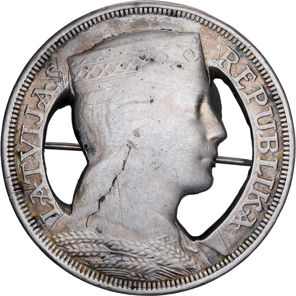 Łotwa, 5 Lati, 1929, Srebro, EF(40-45), KM:9